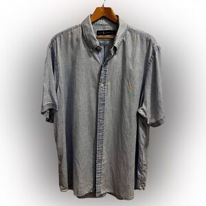 Ralph Lauren Blue Linen Men's Shirt XXL